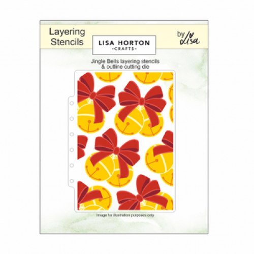 jingle bells layering stencils & outline cutting die - by lisa horton LHCAS206